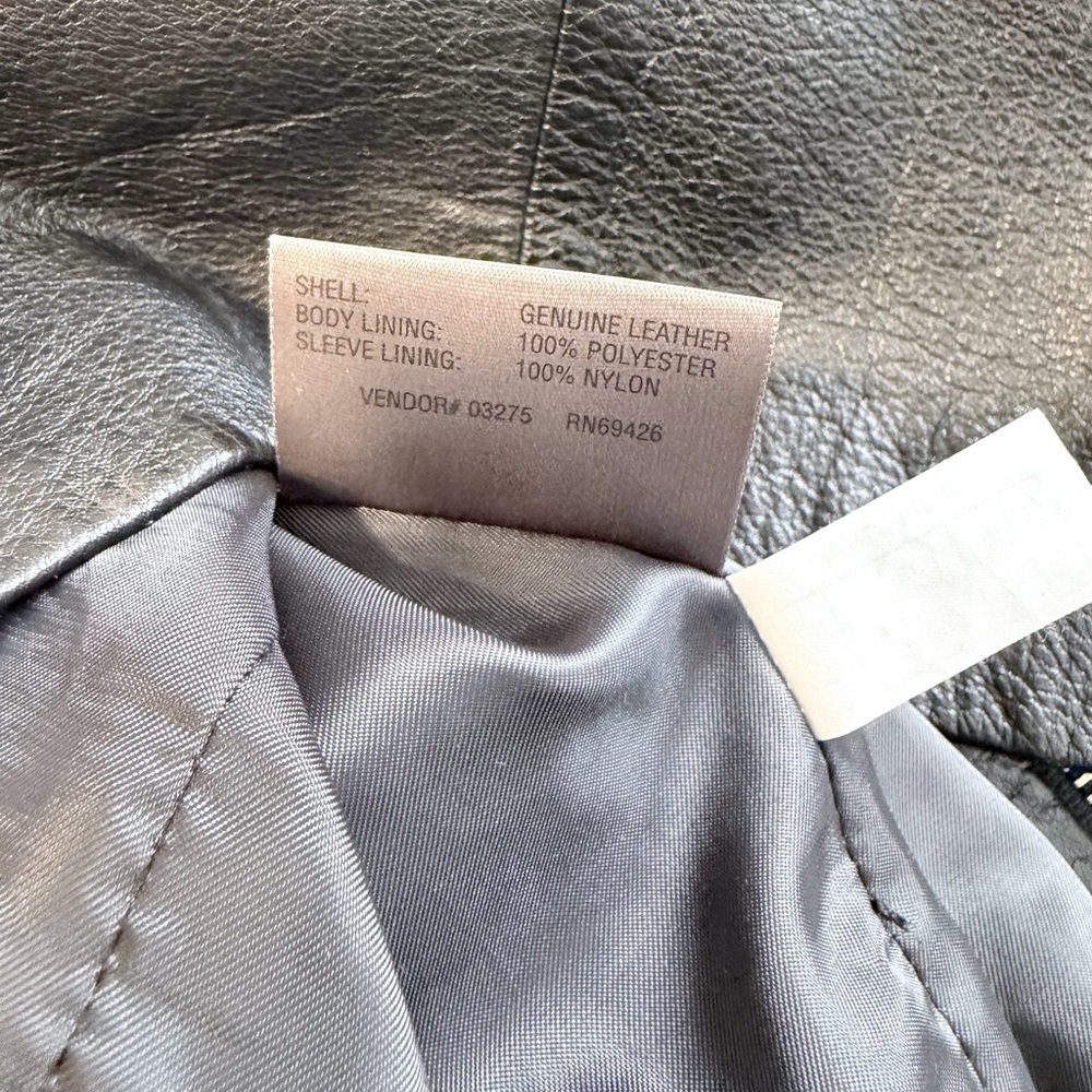 WILSONS LEATHER Vintage Ruched Black Leather Moto Jacket Size Medium Y2K - Picture 7 of 7